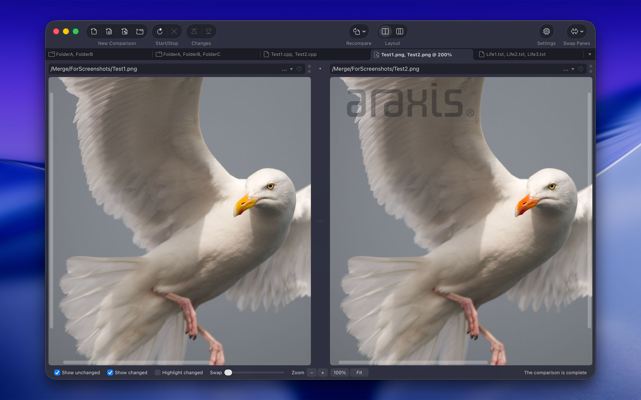 Two-way image comparison (Merge for macOS)